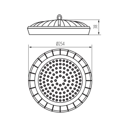 Miledo 100W, 10000 lm, 4000K, Ø254 mm, IP65, természetes fehér kültéri csarnokvilágító LED lámpatest, HB UFO LED