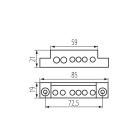 Kanlux Ideal TS 230V AC, 63A, 6 csatlakozó mező, 85x21x19 mm, műanyag, kék KP-TB-63-6-BL(S) elosztóblokk - IP00, 2 év garancia