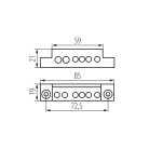 Kanlux Ideal TS 230V AC, 63A, 6 csatlakozó mező, 85x21x19 mm, műanyag, zöld KP-TB-63-6-G(S) elosztóblokk - IP00, 2 év garancia