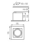 Kanlux GU10, fekete, alumínium házas, 150x195 mm mennyezeti lámpatest, MATEO ES