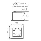 Kanlux GU10, fehér, alumínium házas, 150x195 mm mennyezeti lámpatest, MATEO ES