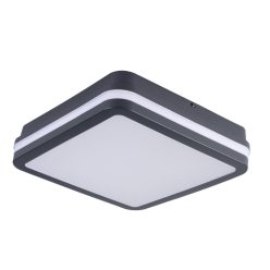   Kanlux 18W, 1400 lm, 4000K, IP54, 220x220 mm, szögletes, grafit, műanyag házas természetes fehér, mozgásérzékelős LED mennyezeti lámpatest, BENO LED