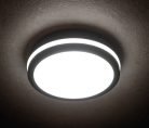 Kanlux 18W, 1400 lm, 4000K, IP54, 220x220 mm, szögletes, grafit, műanyag házas természetes fehér, mozgásérzékelős LED mennyezeti lámpatest, BENO LED