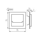 Kanlux 0,8W, 14 lm, 12V, 4000K, 75x75 mm természetes fehér süllyeszthető szögletes rozsdamentes acél lépcsővilágító - 50 000 h élettartam