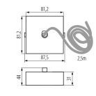 Kanlux, fehér, 81 mm, 2,5 m DALI függesztő kábel, fém-műanyag házas, ALIN CORD SQ DA 1F-W – ALIN LED profilhoz