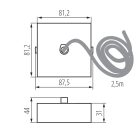 Kanlux, ezüst, 81 mm, 2,5 m DALI függesztő kábel, fém-műanyag házas, ALIN CORD SQ DA 1F-SR – ALIN LED profilhoz