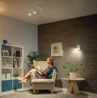 Kanlux 3xGU10, IP20, Ø90mm, fehér/ezüst, alumínium házas fali-mennyezeti lámpatest, GALOBA