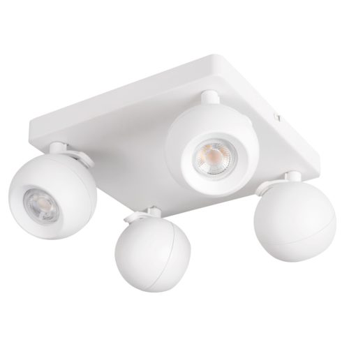 Kanlux 4xGU10, IP20, Ø90mm, fehér/ezüst, alumínium házas fali-mennyezeti lámpatest, GALOBA