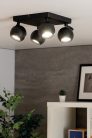 Kanlux 4xGU10, IP20, Ø90mm, fekete, alumínium házas fali-mennyezeti lámpatest, GALOBA