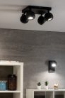 Kanlux 4xGU10, IP20, Ø90mm, fekete, alumínium házas fali-mennyezeti lámpatest, GALOBA