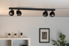 Kanlux 4xGU10, IP20, Ø90mm, fekete/ezüst, alumínium házas fali-mennyezeti lámpatest, GALOBA