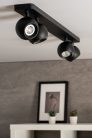 Kanlux 4xGU10, IP20, Ø90mm, fekete/ezüst, alumínium házas fali-mennyezeti lámpatest, GALOBA