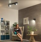 Kanlux 4xGU10, IP20, Ø90mm, fekete/ezüst, alumínium házas fali-mennyezeti lámpatest, GALOBA
