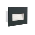 Kanlux 3W, 140 lm, 4000K, IP 44, grafit, alumínium házas természetes fehér süllyeszthető LED homlokzat -és lépcsővilágító, GLASI LED - 30 000 h élettartam