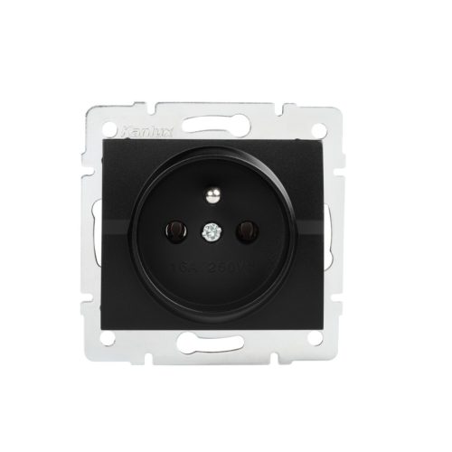 Kanlux 16A/250V AC, matt fekete, IP20, szimpla francia csatlakozóaljzat, LOGI – egy lámpa/csoport vezérléséhez