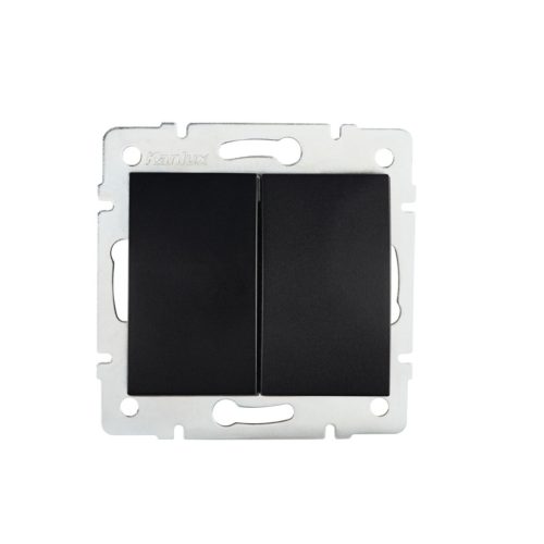 Kanlux 10A, 250V, 71x71 mm, IP20, matt fekete, fali süllyesztett csillárkapcsoló, Logi – két lámpa vagy csoport vezérléséhez