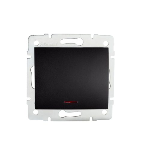 Kanlux 10A/250V AC, matt fekete, IP20, egypólusú LED kapcsoló, LOGI – egy lámpa/csoport vezérléséhez, beépített jelzőfénnyel