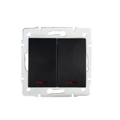   Kanlux 10A/250V AC, matt fekete, IP20, jelzőfényes csillárkapcsoló, LOGI – két lámpa/csoport vezérléséhez