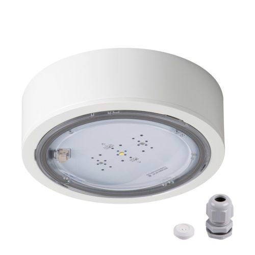 Kanlux 6,4W, 270 lm, IP65, 5000K, Ø170 mm, fehér, műanyag házas, hideg fehér vészvilágító lámpatest, ITECH - nyílt terű helyiségekben felhasználható