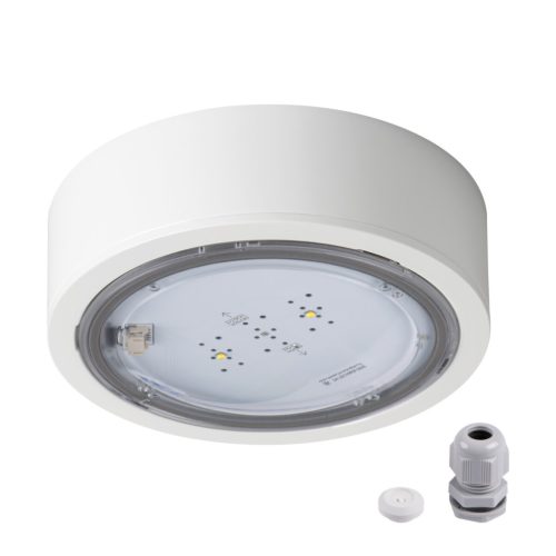 Kanlux 6W, 524 lm, IP65, 5000K, Ø170 mm, fehér, műanyag házas, hideg fehér vészvilágító lámpatest, ITECH - nyílt terű helyiségekben felhasználható