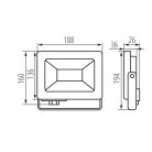 Kanlux 50W 4000 lm IP 65 4000K fekete, alumínium természetes fehér kültéri LED reflektor, ANTEM LED - opál edzett üveg búrával