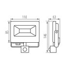 Kanlux 10W 800 lm IP 44 4000K fekete, alumínium természetes fehér kültéri mozgásérzékelős LED reflektor, ANTEM LED - opál edzett üveg búrával