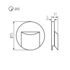 Kanlux 0,8W, 15 lm, 12V, 3000K, Ø75 mm meleg fehér süllyeszthető kerek műanyag lépcsővilágító - 30 000 h élettartam