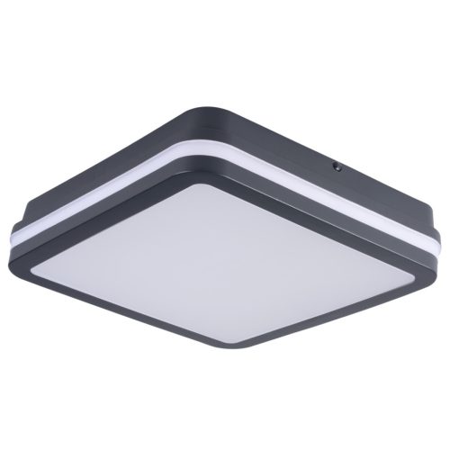 Kanlux 24W, 1920 lm, 4000K, IP54, 260x260 mm, szögletes, grafit, műanyag házas természetes fehér, mozgásérzékelős LED mennyezeti lámpatest, BENO LED