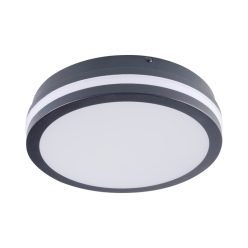   Kanlux 18W, 1400 lm, 4000K, IP54, Ø220 mm, kerek, grafit, műanyag házas természetes fehér LED mennyezeti lámpatest, BENO LED