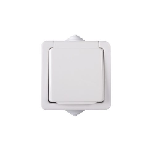 Kanlux 16A/250V AC, fehér, IP54, szimpla francia csatlakozóaljzat érintkezés védelemmel, TEKNO – egy lámpa/csoport vezérléséhez