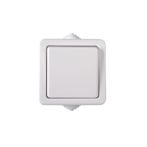 Kanlux 10A/250V AC, fehér, IP54, nyomókapcsoló, TEKNO – egy lámpa/csoport vezérléséhez