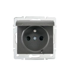   Kanlux 16A/250V AC, grafit, IP44, szimpla francia csatlakozóaljzat érintkezés védelemmel, LOGI – egy lámpa/csoport vezérléséhez