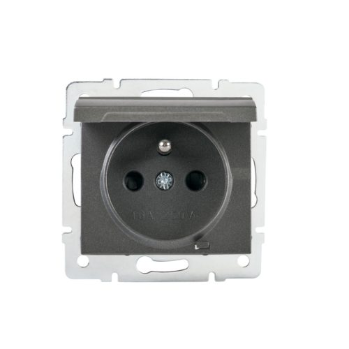 Kanlux 16A/250V AC, grafit, IP44, szimpla francia csatlakozóaljzat érintkezés védelemmel, LOGI – egy lámpa/csoport vezérléséhez