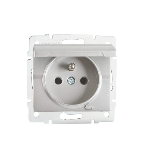Kanlux 16A/250V AC, ezüst, IP44, szimpla francia csatlakozóaljzat érintkezés védelemmel, LOGI – egy lámpa/csoport vezérléséhez