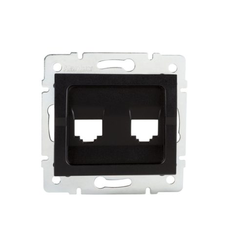 Kanlux matt fekete, 2 portos RJ45 csatlakozó adapter, LOGI – adatátviteli alkalmazásokhoz, számítógépes hálózatokhoz