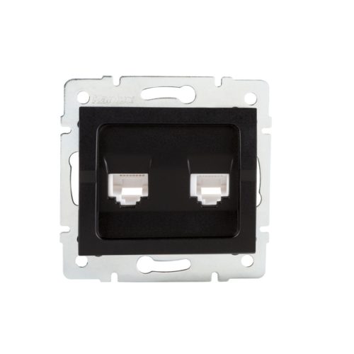 Kanlux matt fekete, számítógép és telefoncsatlakozó aljzat (RJ45 Cat 5e+RJ11), LOGI – adatátviteli és telefonos alkalmazásokhoz