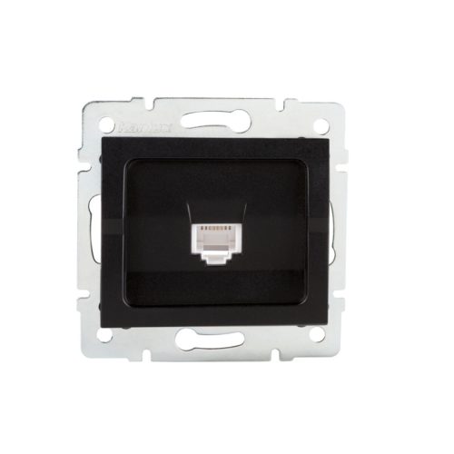 Kanlux, matt fekete, fali süllyesztett szimpla számítógép-csatlakozó (2x RJ45Cat 5e Jack), Logi – egy eszköz önálló adatcsatlakoztatásához
