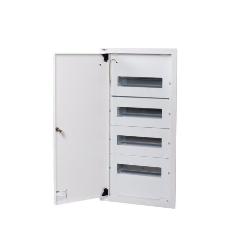Kanlux KP-DB-I-MF-412, fém kapcsolószekrény, fehér, 4x12 modul, 715x375x115 mm - DIN sínnel, süllyesztett fali szereléshez, IP30 védelemmel