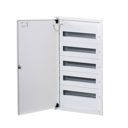 Kanlux KP-DB-I-MF-518, fém kapcsolószekrény, fehér, 5x18 modul, DIN sínnel, süllyesztett fali szereléshez, IP30 védelemmel