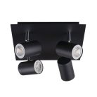 Kanlux 4xGU10, IP20, Ø53mm, fekete, alumínium házas fali-mennyezeti lámpatest, EVALO