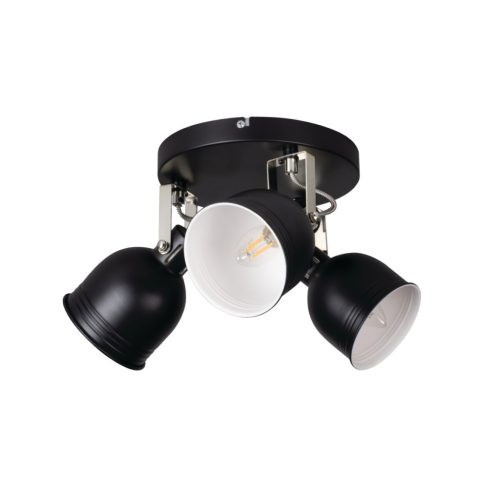 Kanlux 3xE14, IP20, Ø110mm, fekete/ezüst, alumínium házas fali-mennyezeti lámpatest, DERATO