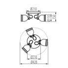 Kanlux 3xE14, IP20, Ø110mm, fekete/ezüst, alumínium házas fali-mennyezeti lámpatest, DERATO