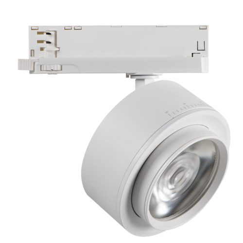 Kanlux 38W, 4000 lm, 3000K, RA90, Ø135 mm, fehér, alumínium házas, meleg fehér 360°-ban állítható sínre szerelhető lámpatest, BTL LED