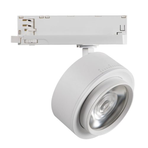 Kanlux 28W, 3000 lm, 3000K, RA90, Ø110 mm, fehér, alumínium házas, meleg fehér 360°-ban állítható sínre szerelhető lámpatest, BTL LED