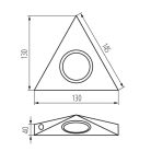 Kanlux G4, 130x130 mm, matt króm színű, acél házas, háromszög alakú bútorvilágító spot lámpatest, ZEPO - kapcsolóval felszerelt