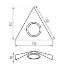Kanlux G4, 130x130 mm, matt króm színű, acél házas, háromszög alakú bútorvilágító spot lámpatest, ZEPO